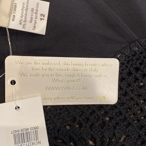 NWT L SPACE by Monica Wise Black One Piece Swim Suit Size 12 - Picture 14 of 14